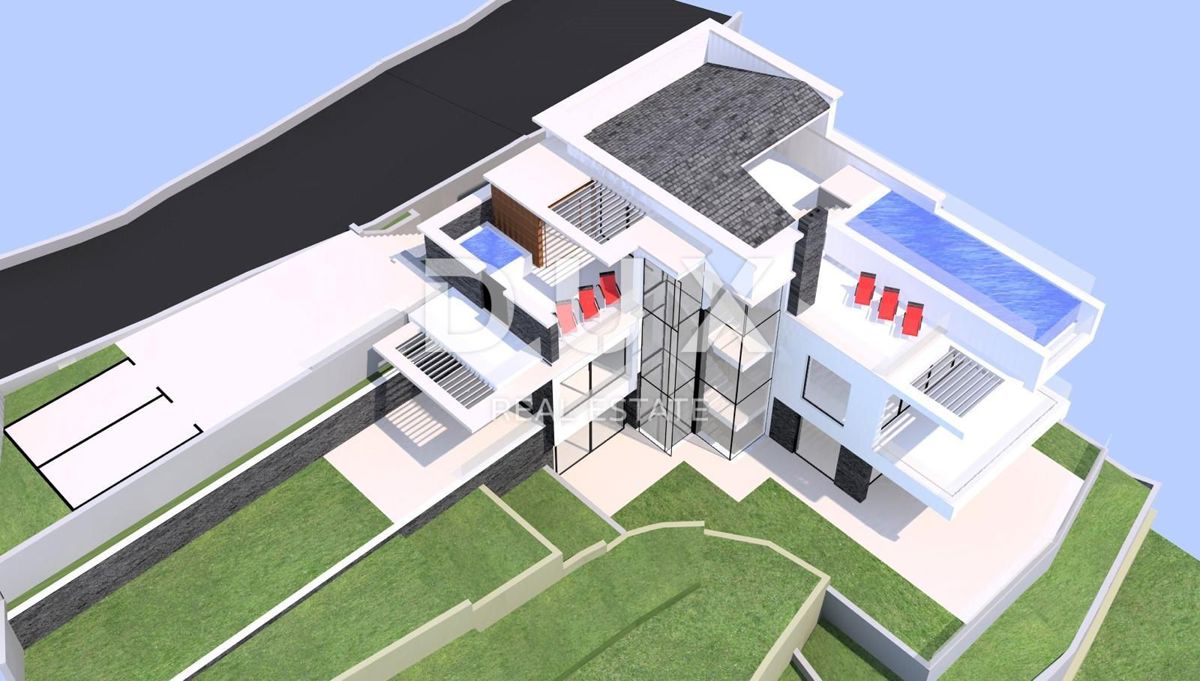 OPATIJA, IČIĆI - zemljišče z dovoljenjem za vilo nad ACI marino in v bližini Mariott Resorta - panoramski pogled na morje