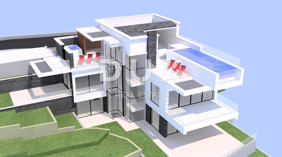 OPATIJA, IČIĆI - zemljišče z dovoljenjem za vilo nad ACI marino in v bližini Mariott Resorta - panoramski pogled na morje