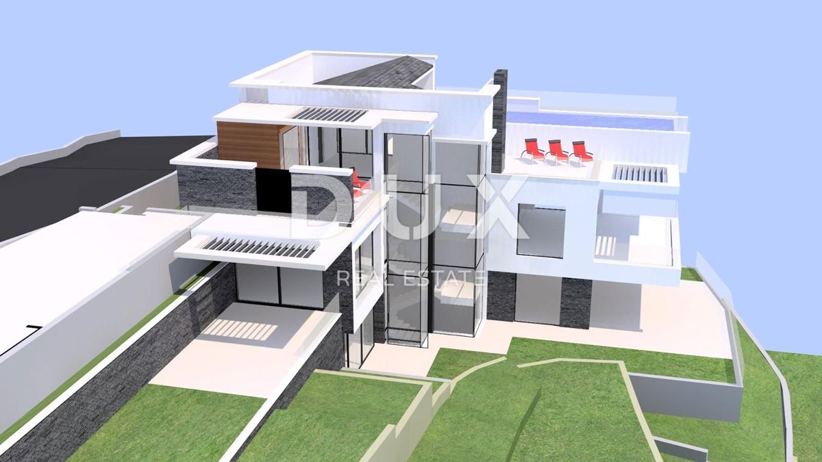 OPATIJA, IČIĆI - zemljišče z dovoljenjem za vilo nad ACI marino in v bližini Mariott Resorta - panoramski pogled na morje