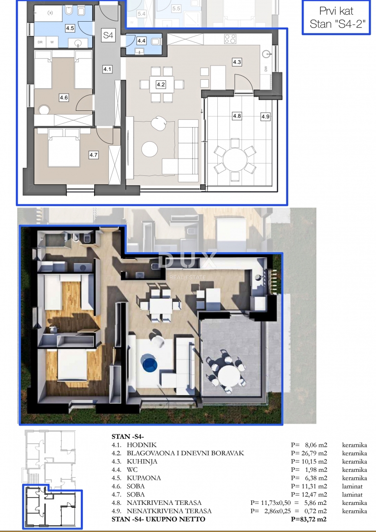 ISTRA, LABIN - Dvosobno stanovanje v moderni novogradnji