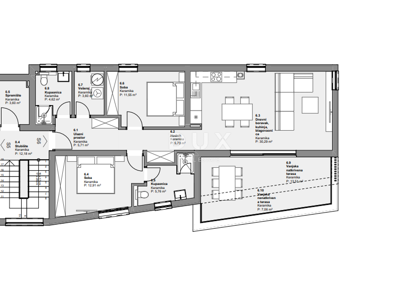 ŠIBENIK, VODICE – Stanovanje v drugem nadstropju s teraso in 2 parkirnima mestoma