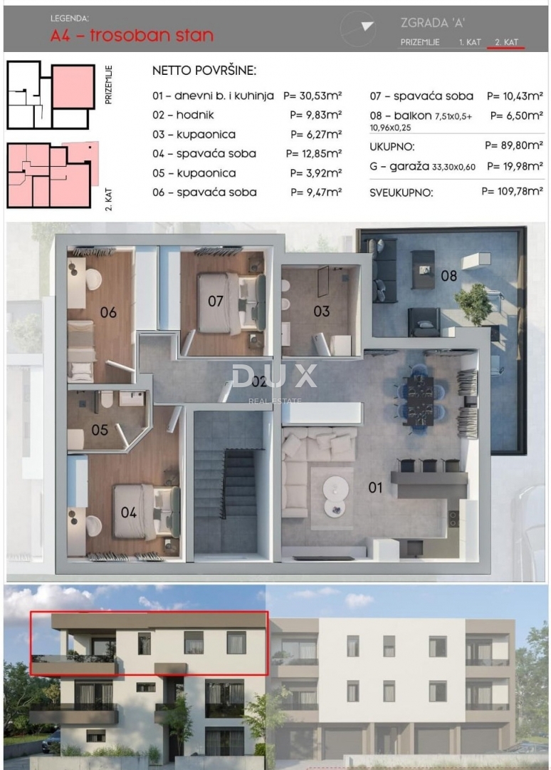 Stanovanje Monvidal, Pula, 54,97m2