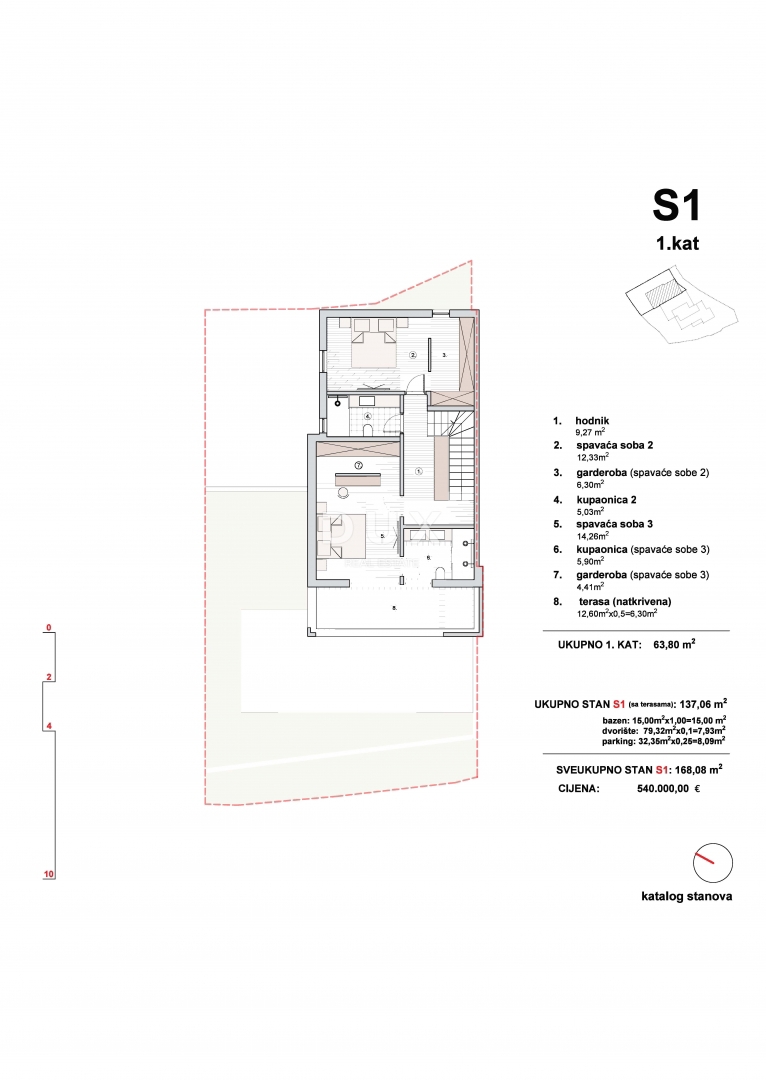 ŠIBENIK, VODICE - Luksuzni triplex z bazenom in pogledom na morje