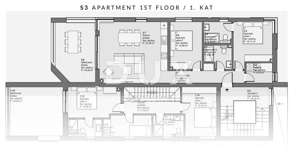 ŠIBENIK, VODICE - Apartma v prvem nadstropju s pogledom na morje in teraso za nepozabne trenutke