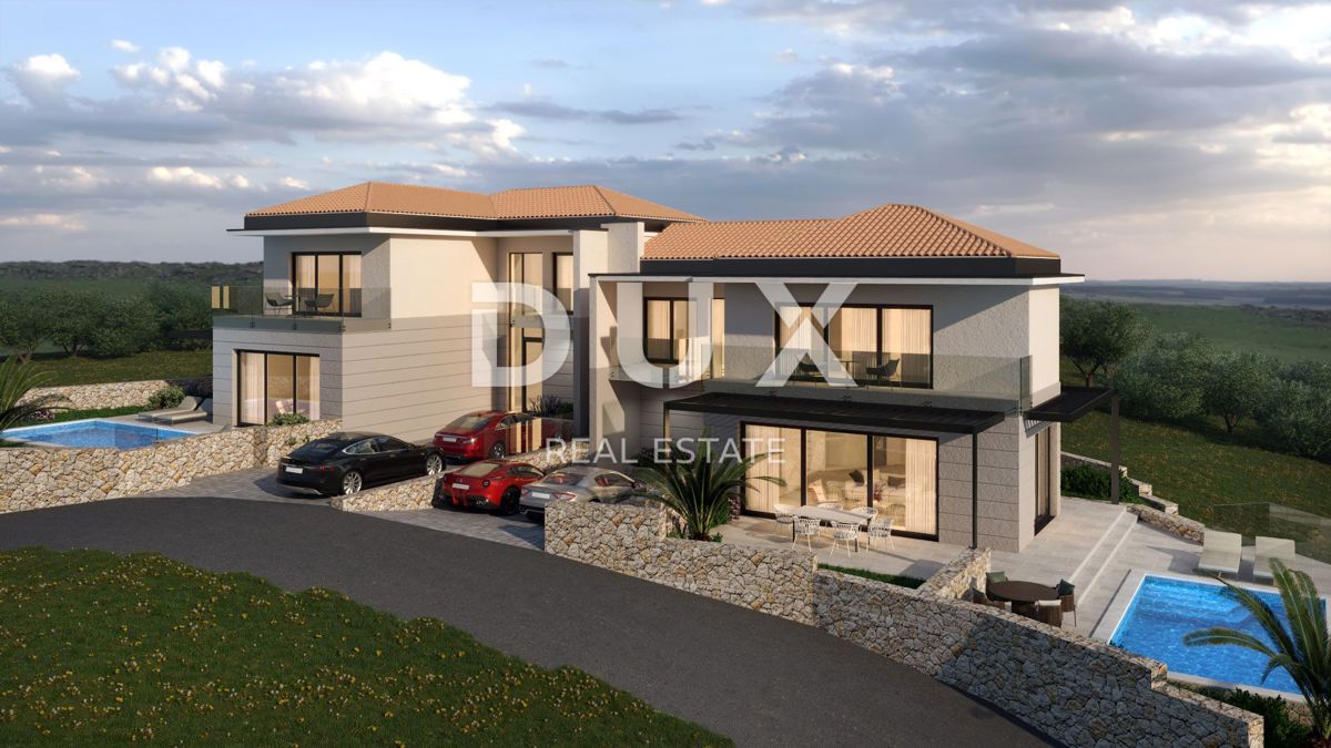 OTOK KRK, VRBNIK - Hiša dvojček s pogledom na morje