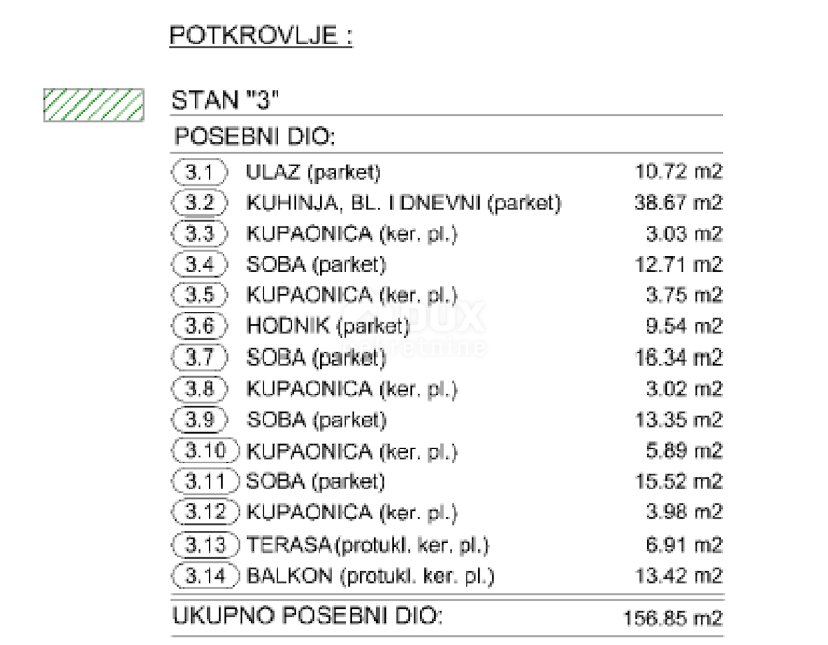 OPATIJA, CENTER - novozgrajeno stanovanje 156,85 m2 s panoramskim pogledom na morje - STANOVANJE 3