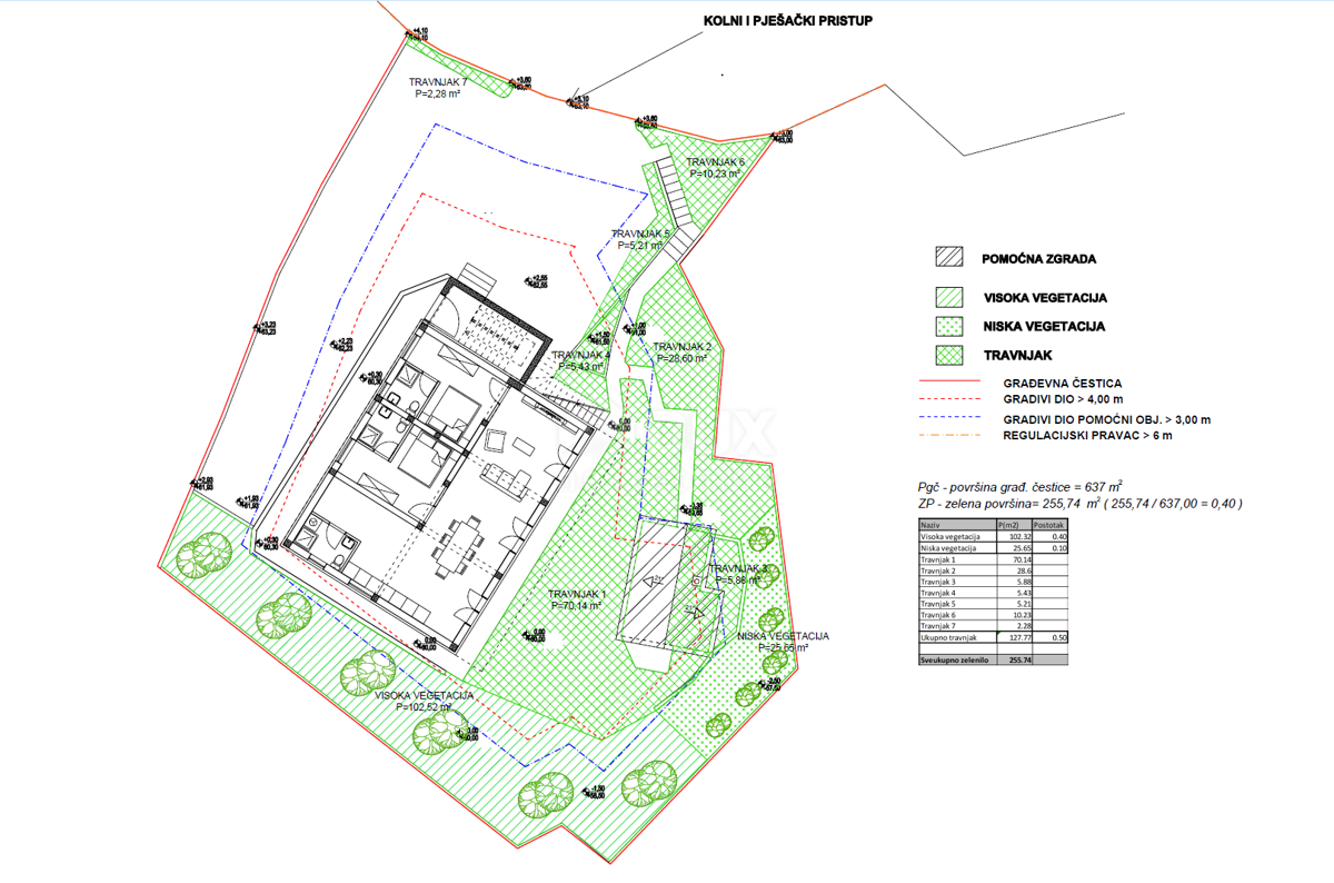 OPATIJA, VOLOSKO - zazidljiva parcela 640m2 Z ZAZD. Z DOVOLJENJEM!!! in pogled na morje za stanovanjski objekt - apartmaji/apartmaji/družinska hiša/vila/hiša za najem - počitnice z bazenom