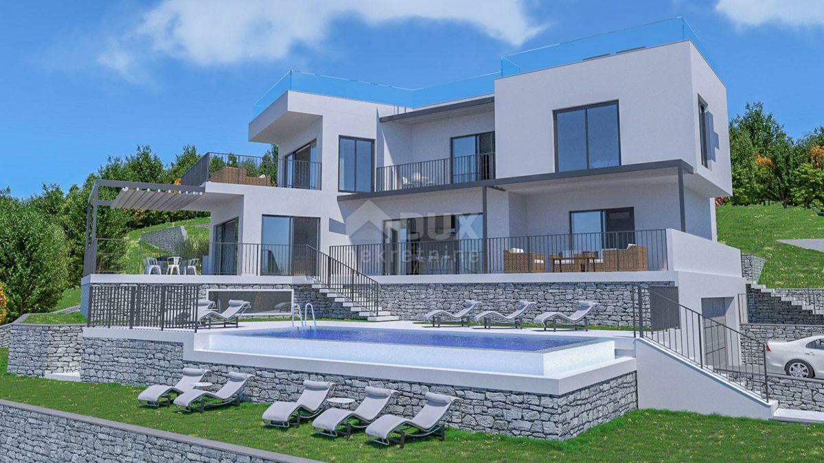 OPATIJA, POLJANE - zemljišče 4400m2 z gradbenim dovoljenjem za vilo z bazenom in pogledom na morje