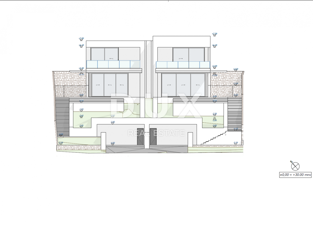 KOSTRENA - vila dvojček 2. VRSTA DO MORJA!!! 492m2 z bazenom in pogledom na morje + urejen vrt 500m2