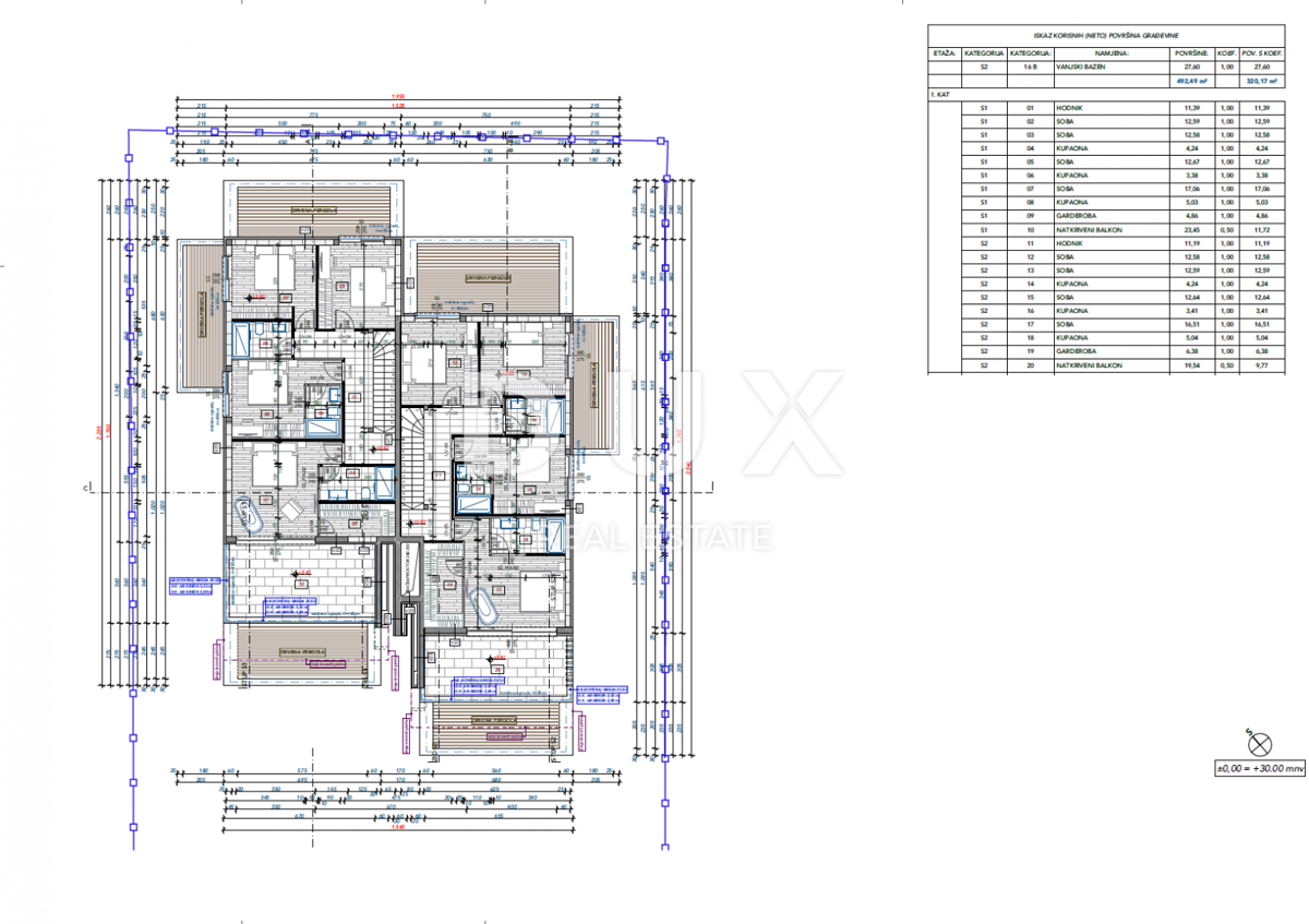 KOSTRENA - vila dvojček 2. VRSTA DO MORJA!!! 492m2 z bazenom in pogledom na morje + urejen vrt 500m2