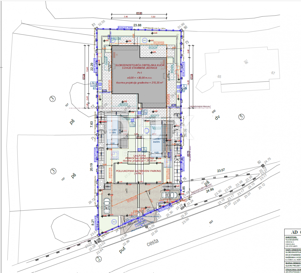 KOSTRENA - vila dvojček 2. VRSTA DO MORJA!!! 492m2 z bazenom in pogledom na morje + urejen vrt 500m2