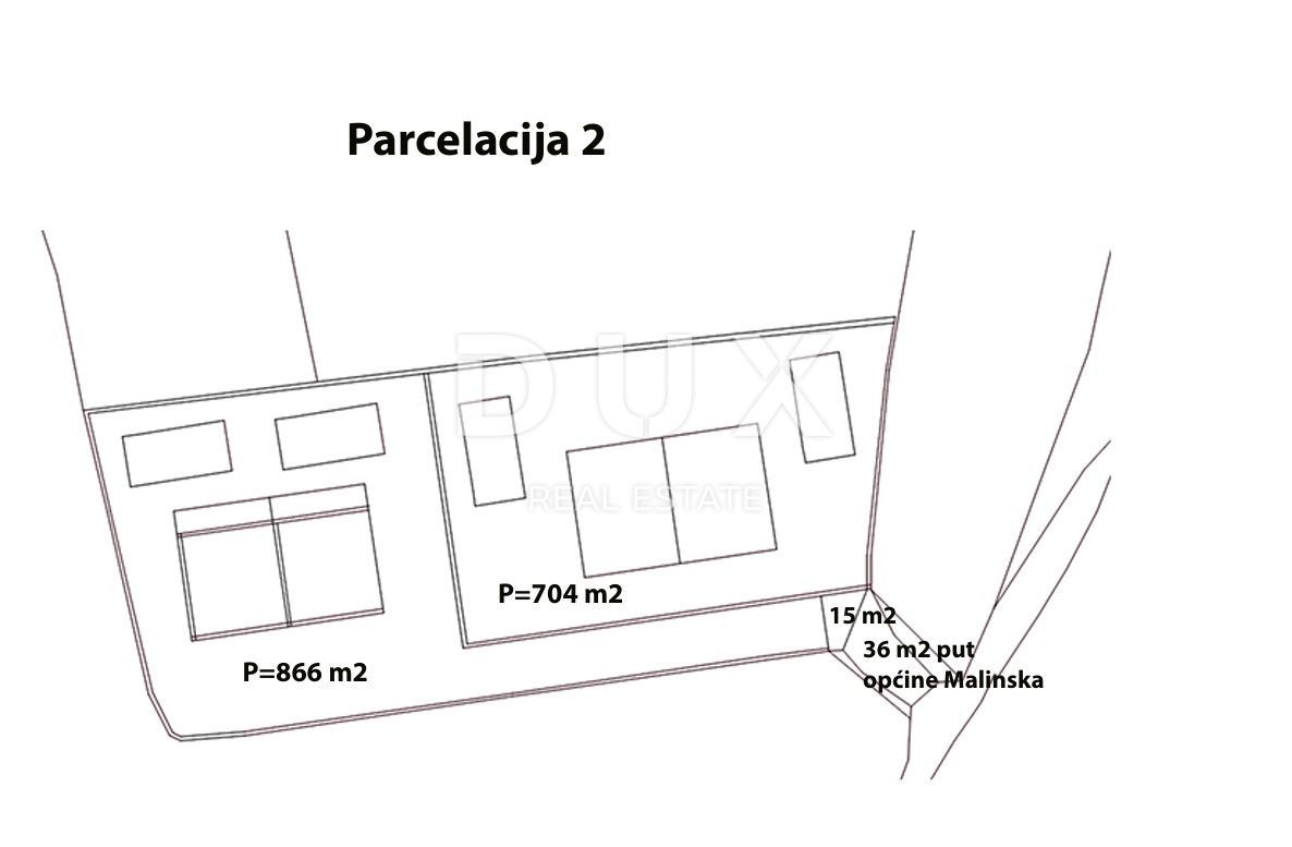 OTOK KRK, MALINSKA CENTER - Idealno gradbeno zemljišče 704 m2 s pogledom na morje