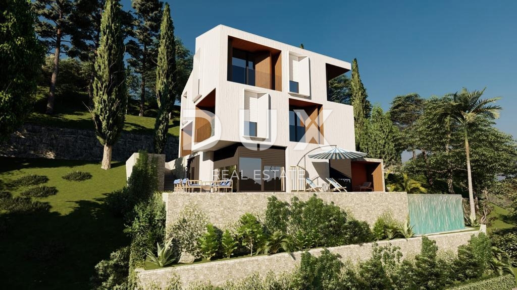 OPATIJSKA RIVIERA - atraktivno zemljišče z gradbenim dovoljenjem v bližini morja s panoramskim razgledom