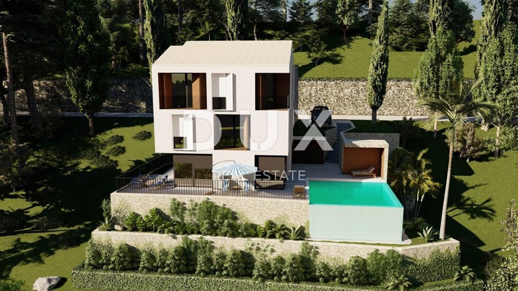 OPATIJSKA RIVIERA - atraktivno zemljišče z gradbenim dovoljenjem v bližini morja s panoramskim razgledom