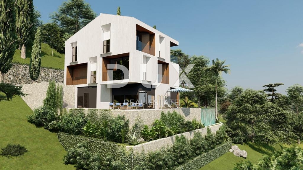 OPATIJSKA RIVIERA - atraktivno zemljišče z gradbenim dovoljenjem v bližini morja s panoramskim razgledom