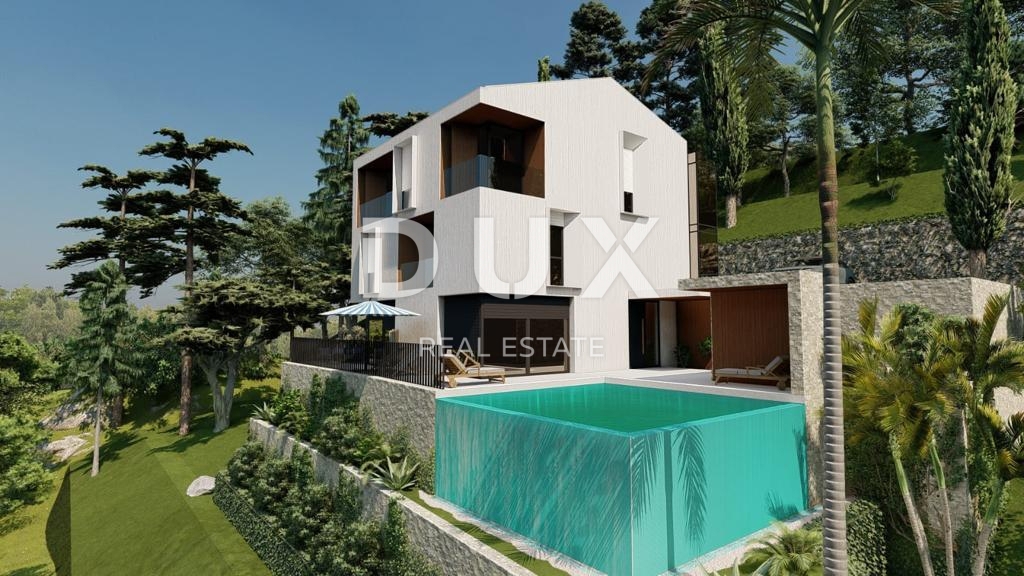 OPATIJSKA RIVIERA - atraktivno zemljišče z gradbenim dovoljenjem v bližini morja s panoramskim razgledom