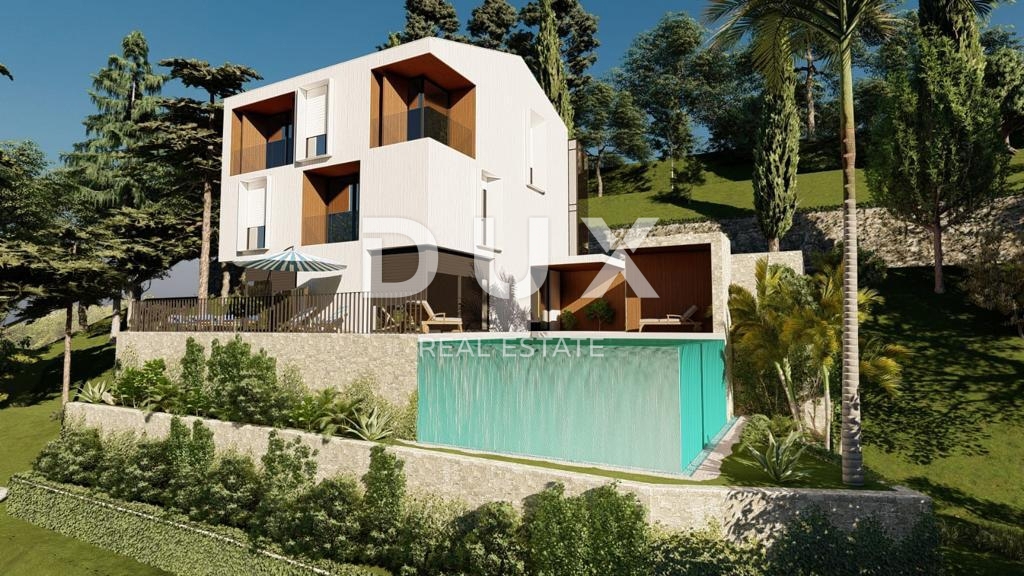 OPATIJSKA RIVIERA - atraktivno zemljišče z gradbenim dovoljenjem v bližini morja s panoramskim razgledom