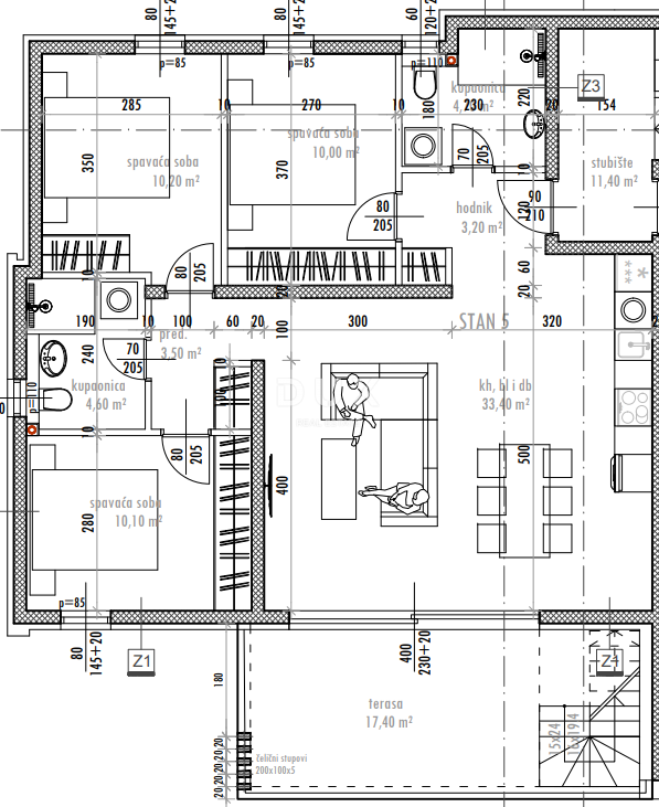 ZADAR, SUKOŠAN - Vrhunski penthouse! Talno ogrevanje, ogrevan bazen, 120 metrov od morja, strešna terasa...! S5