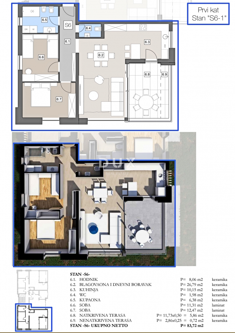 ISTRA, LABIN - Dvosobno stanovanje v moderni novogradnji