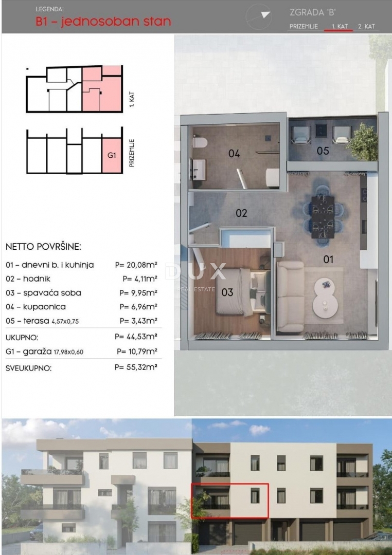 Stanovanje Monvidal, Pula, 54,97m2