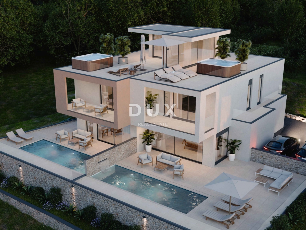 ŠIBENIK, VODICE – LUXUSNI DUPLEX z bazenom, strešno teraso in razgledom od zgoraj