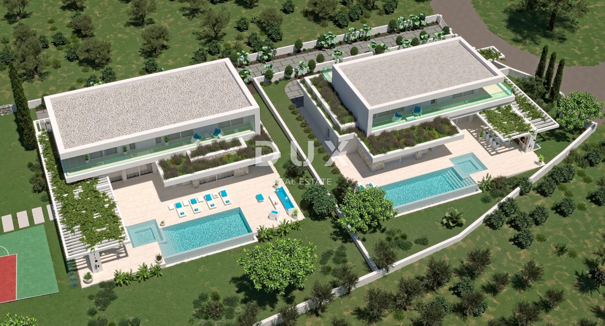 ISTRA, POREČ - Luksuzna moderna vila z bazenom in garažo pred zeleno površino