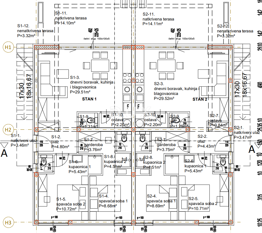 ZADAR, ZATON - Projekt 12 stanovanj! Gradbeno dovoljenje! 2. vrsta do morja!