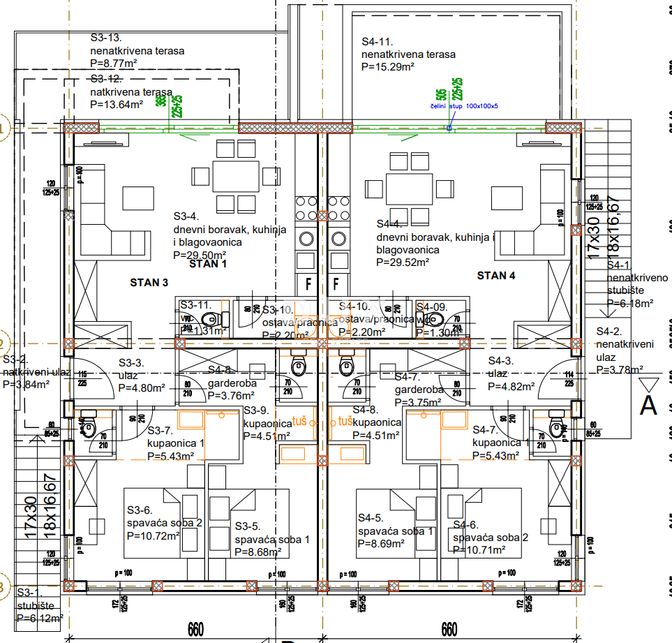 ZADAR, ZATON - Projekt 12 stanovanj! Gradbeno dovoljenje! 2. vrsta do morja!