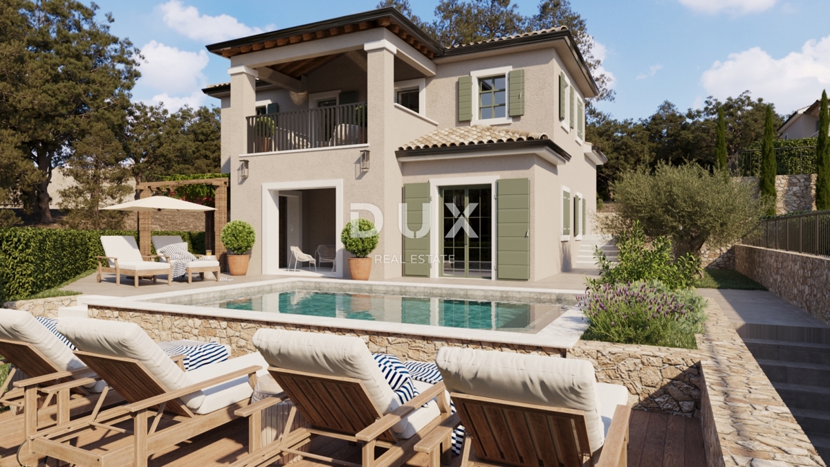 OTOK KRK, DOBRINJ - Nova vila z bazenom, lesenimi pergolami in mediteranskim vrtom