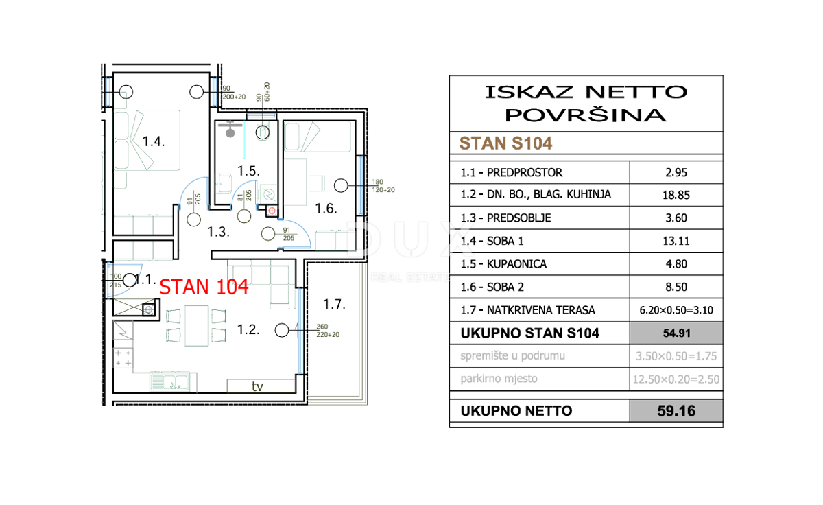Stanovanje Centar, Pula, 59,16m2