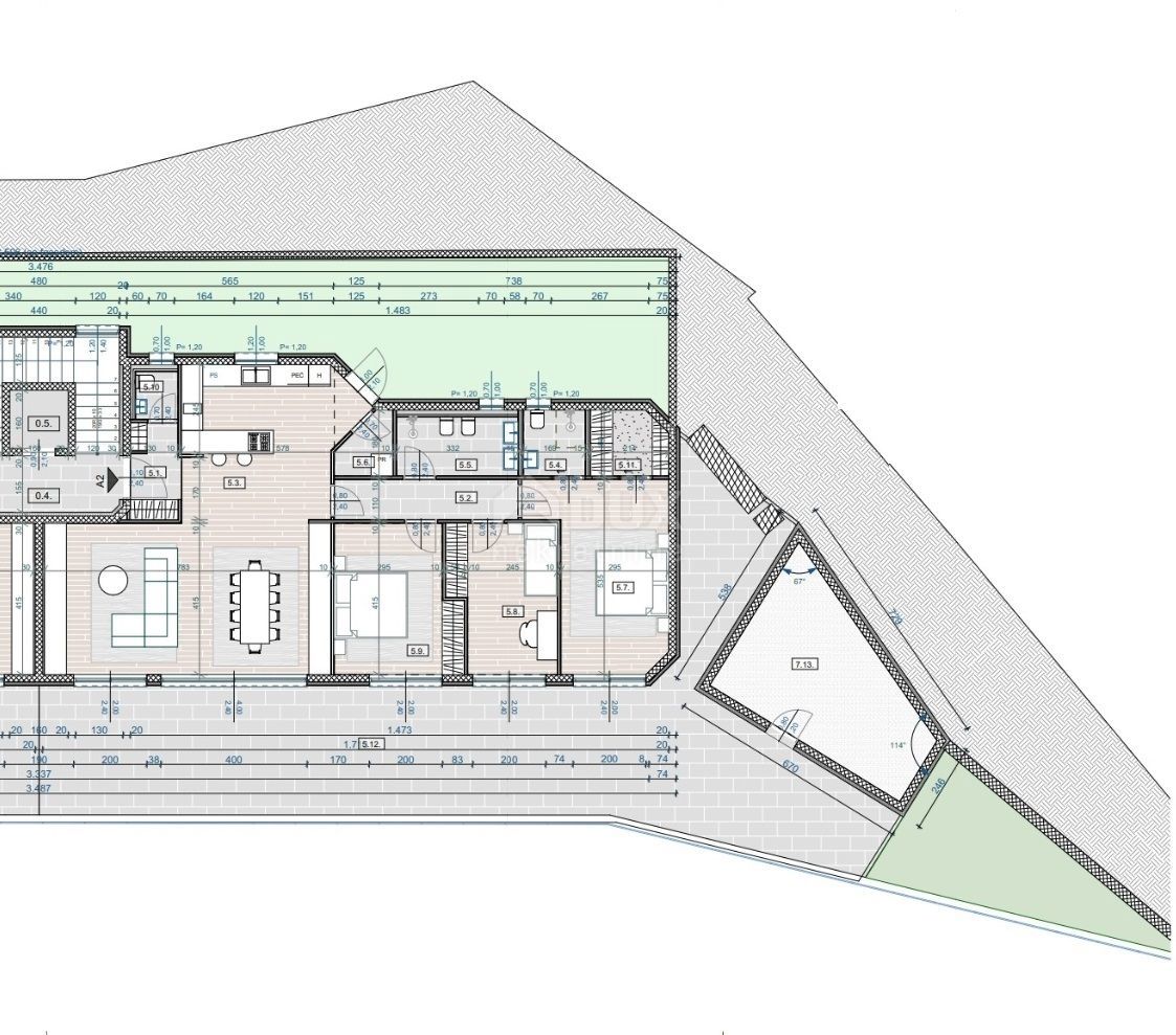 OPATIJA, CENTER - stanovanje v visokem pritličju 212m2 s panoramskim pogledom na morje A2