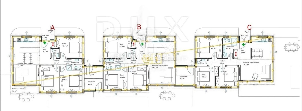 ISTRA, KAŠTELIR - Tri enonadstropne hiše z bazenom, novogradnja