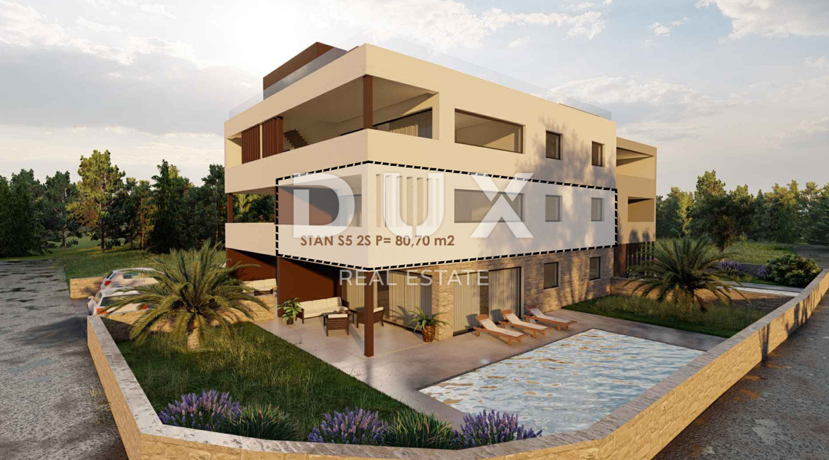 ZADAR, PRIVLAKA - Novogradnja 50 metrov od peščene plaže s pogledom na morje! S5