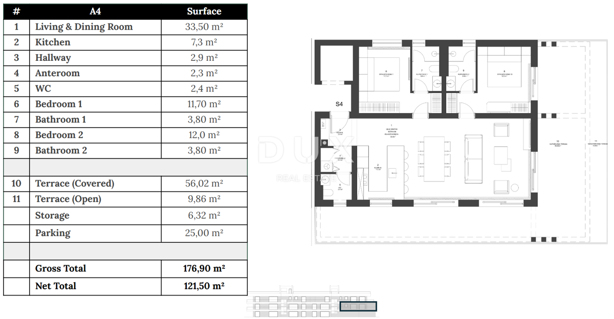 ZADAR, ZATON - Novogradnja z dvigalom 45 metrov od plaže! A4