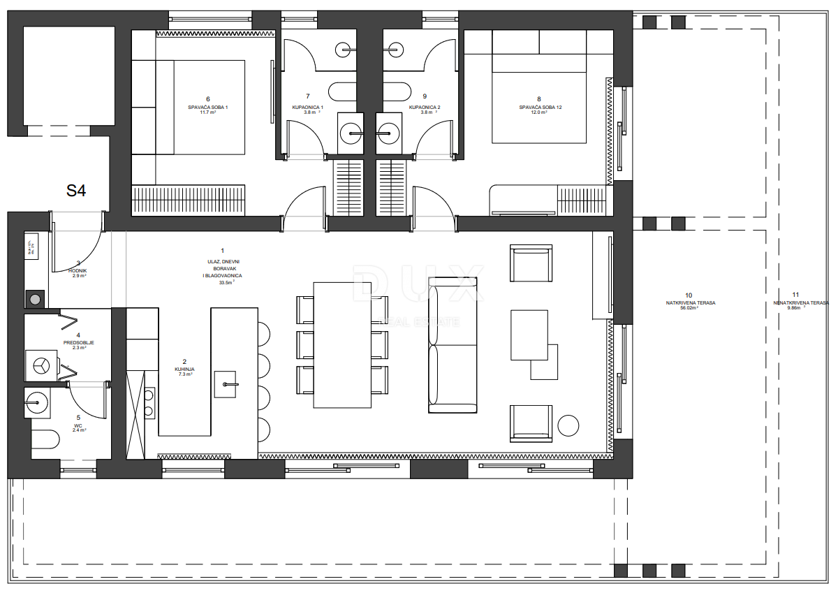 ZADAR, ZATON - Novogradnja z dvigalom 45 metrov od plaže! A4