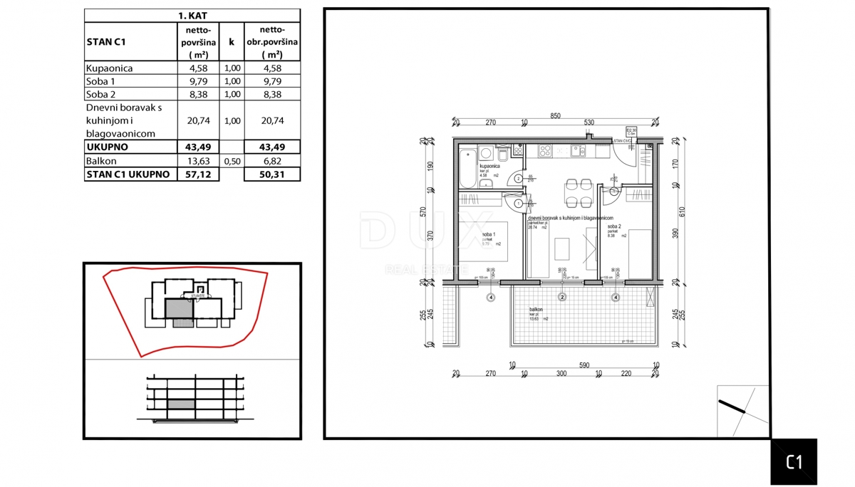 ISTRA, TAR - Stanovanje z 2 spalnicama in 1 spalnico v visokokakovostni novogradnji le 350 m od morja