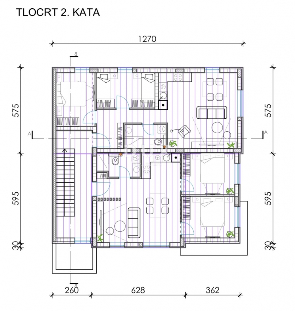 ZADAR, BIBINJE - Dvosobno stanovanje s strešno teraso na atraktivni lokaciji S5