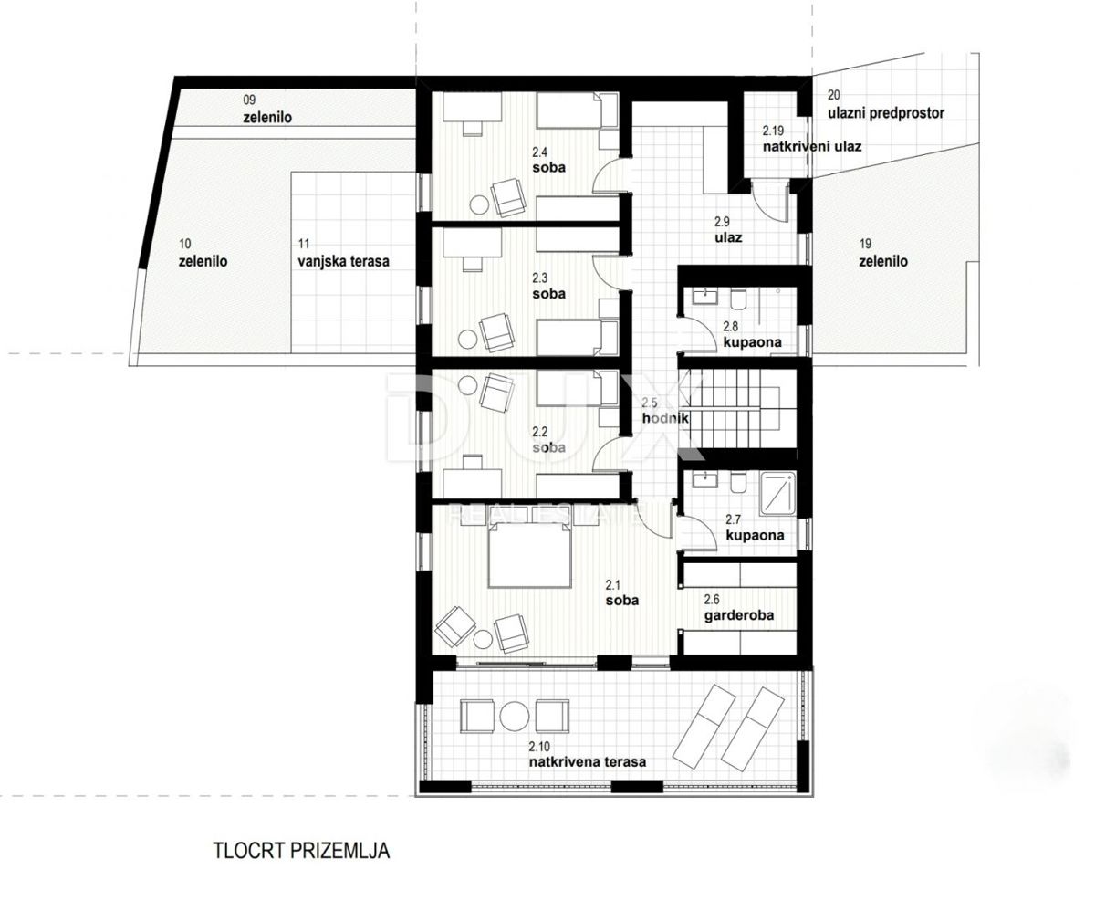 RIJEKA, KOSTRENA - ekskluzivno dvoetažno stanovanje 209,14m2 novogradnja s čudovitim pogledom na morje in bazenom + vrt 356,39m2 - S2-A