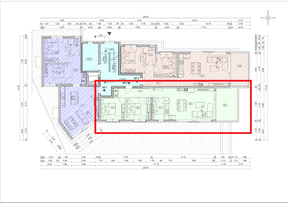 OPATIJA, CENTER - novozgrajeno stanovanje 80,10m2 s panoramskim pogledom na morje + okolica 68,06m2 - STANOVANJE 2