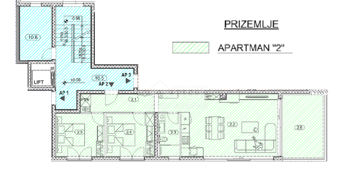 OPATIJA, CENTER - novozgrajeno stanovanje 80,10m2 s panoramskim pogledom na morje + okolica 68,06m2 - STANOVANJE 2