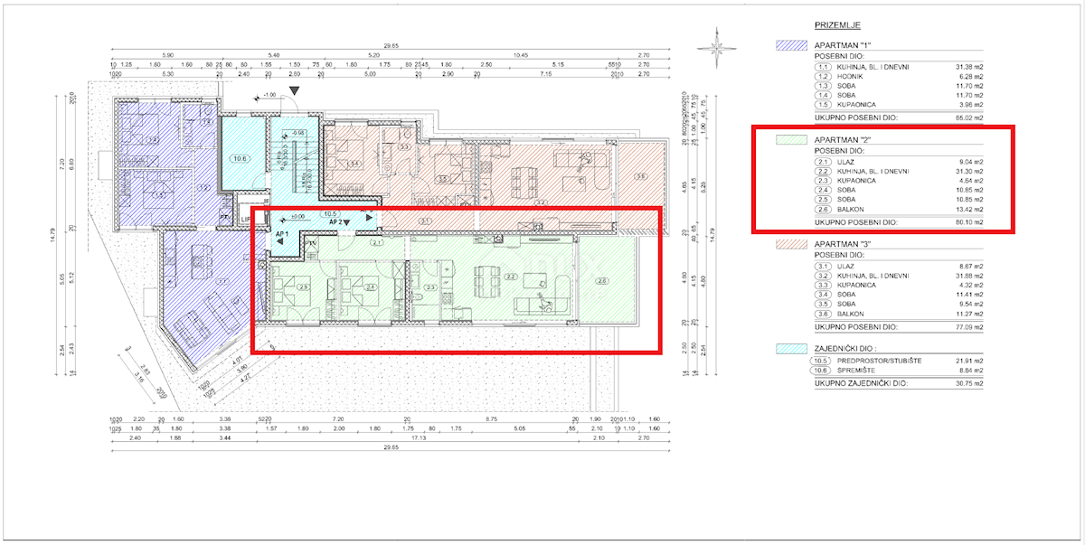 OPATIJA, CENTER - novozgrajeno stanovanje 80,10m2 s panoramskim pogledom na morje + okolica 68,06m2 - STANOVANJE 2