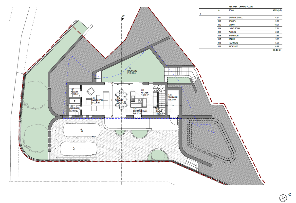 LABIN, SVETA MARINA - zazidljivo zemljišče 435m2 s staro hišo, s pogledom na morje in idejnim projektom