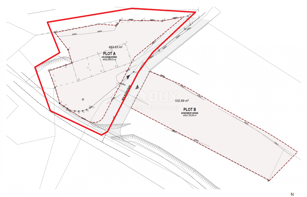 LABIN, SVETA MARINA - zazidljivo zemljišče 435m2 s staro hišo, s pogledom na morje in idejnim projektom