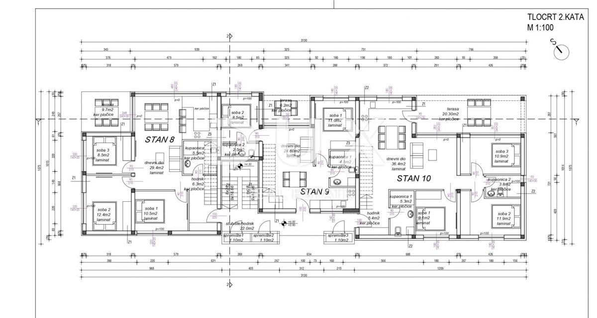 ZADAR, NIN - Penthouse S8 v izgradnji s pogledom na morje