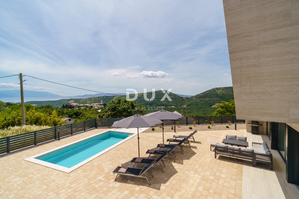 CRIKVENICA, BRIBIR - moderna vila z bazenom, pogled na morje