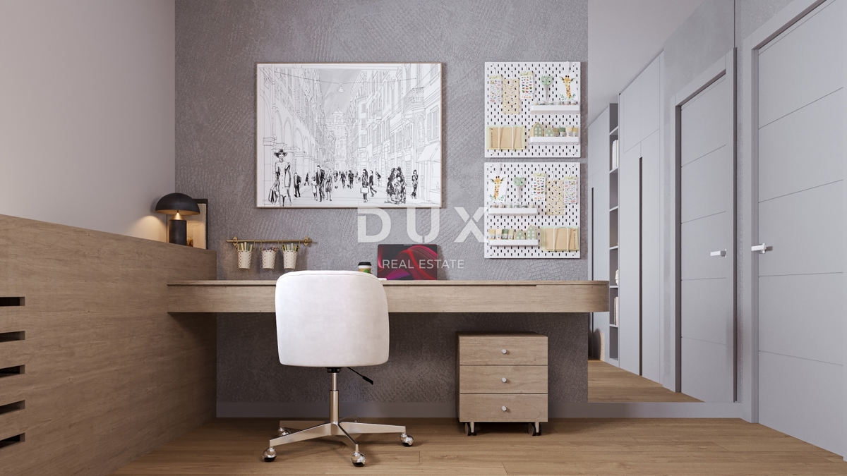 RIJEKA, KANTRIDA - 118m2 veliko stanovanje v luksuzni novogradnji le 250 metrov od morja z garažo in panoramskim pogledom na morje