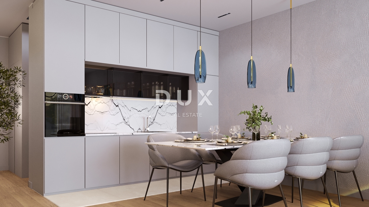 RIJEKA, KANTRIDA - 118m2 veliko stanovanje v luksuzni novogradnji le 250 metrov od morja z garažo in panoramskim pogledom na morje