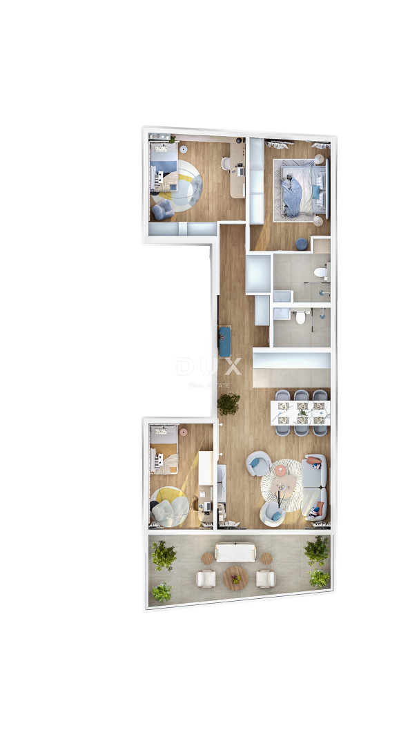 RIJEKA, KANTRIDA - 118m2 veliko stanovanje v luksuzni novogradnji le 250 metrov od morja z garažo in panoramskim pogledom na morje