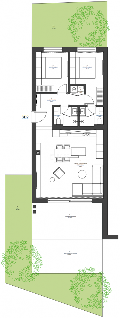 ZADAR, ZATON - Apartma z vrtom 95 metrov od morja! SB2