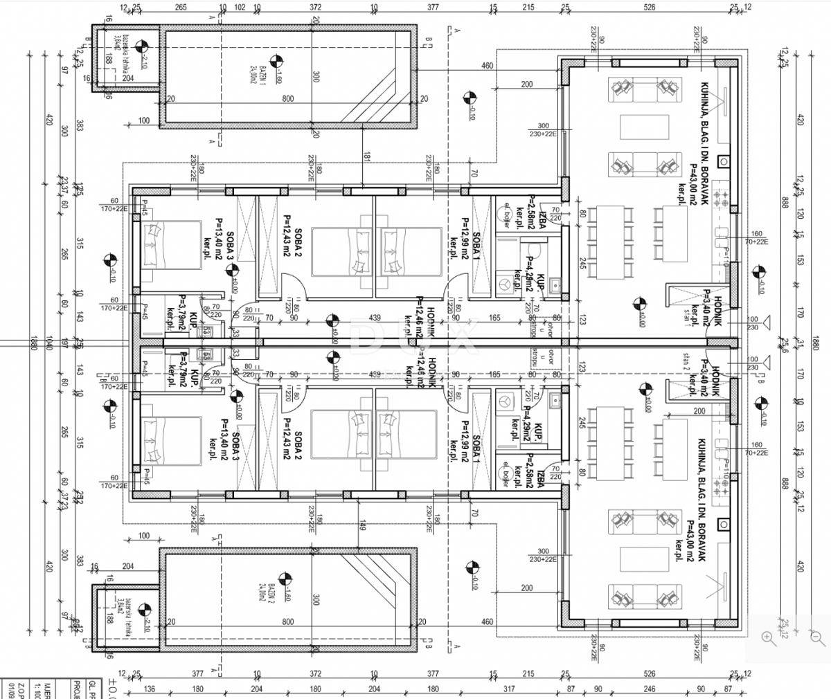 ISTRA, BARBAN - Gradbeno zemljišče z gradbenim dovoljenjem za dvojček z bazenom
